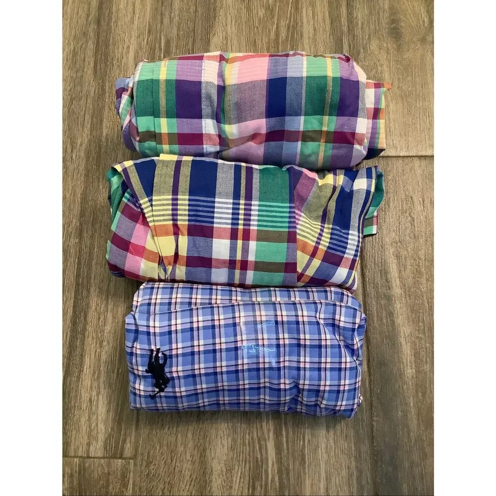 Polo Ralph Lauren Men's L 3 Pack Plaid Classic Cotton Woven Boxers Short C4-4